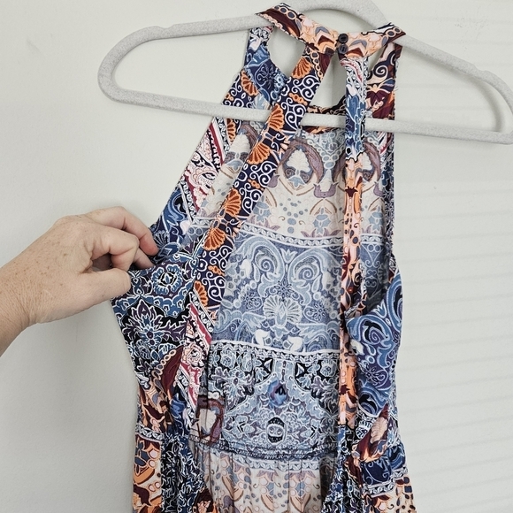 Jaase Endless Summer Open-Back Halter-Neck Boho Mini Dress size M - Picture 10 of 11